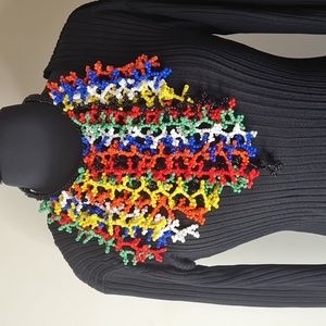 Multi colored handbeaded zig zag Necklace set, Stunning !